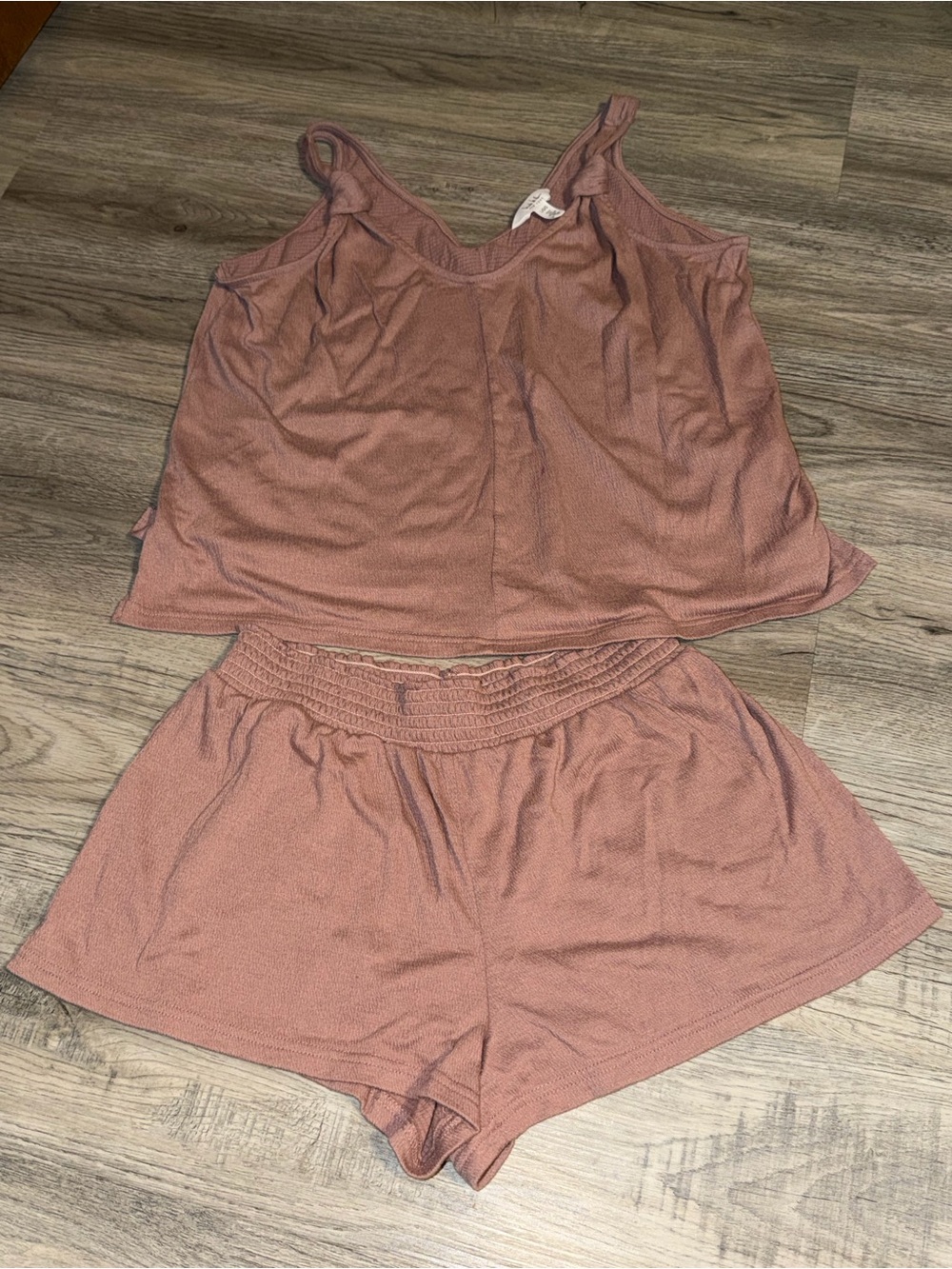 Nicole Miller Ribbed Lounge Tank & Shorts Set - Dusty Rose